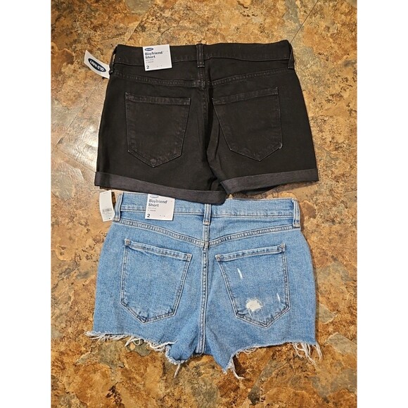 Lot of 2 NWT Old Navy Boyfriend Cutoff Cuffed Shorts SZ 2 Denim Distressed (A225 - Picture 7 of 10